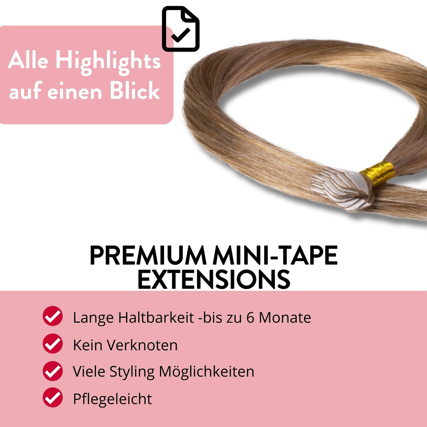 Накладные волосы mini tape extensions premium echthaar #8/01 hellblond natur-asch Hair2Heart, 50cm, количество 12 шт. — фото 3