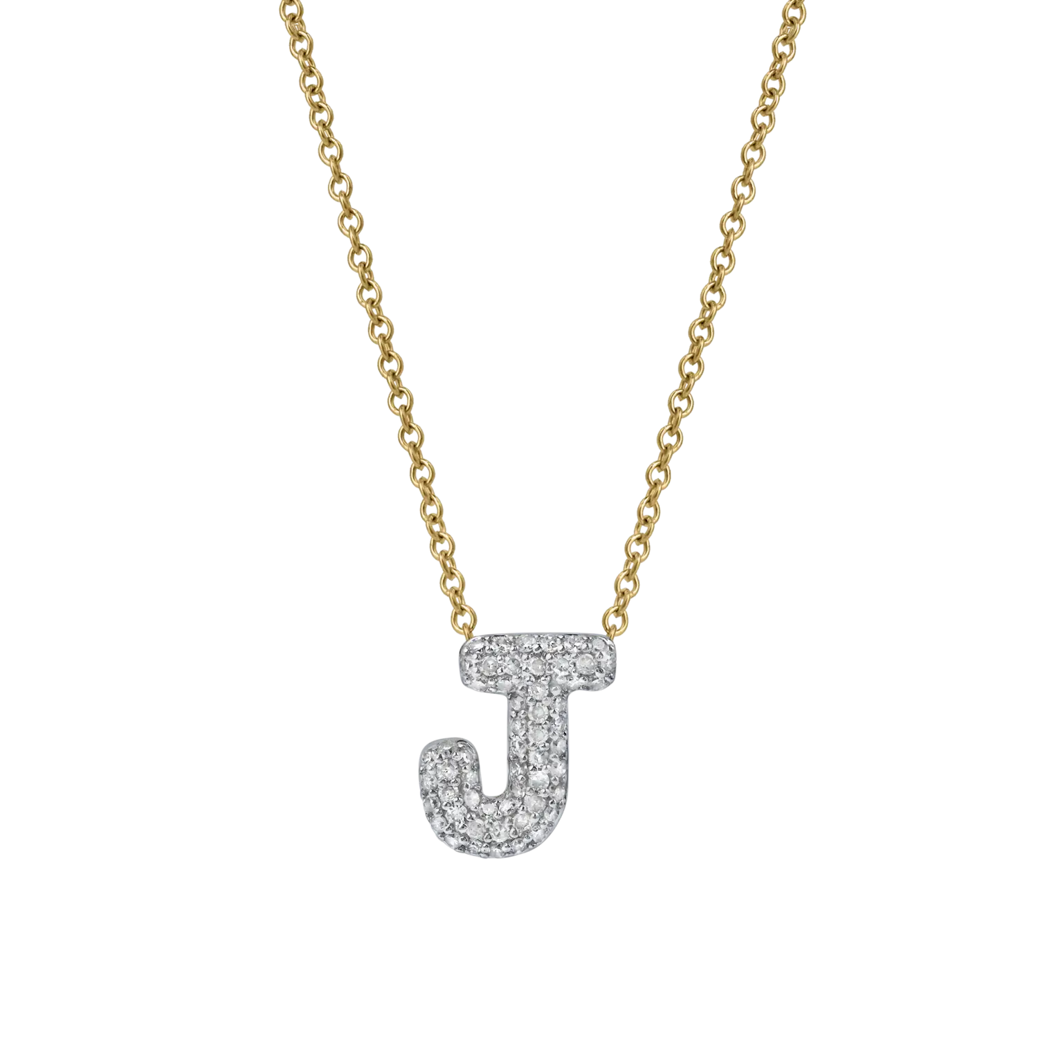 

Ожерелье с кулоном в виде маленькой заглавной буквы Bubble из желтого золота 14 карат с бриллиантами Luvmyjewelry, Gold J