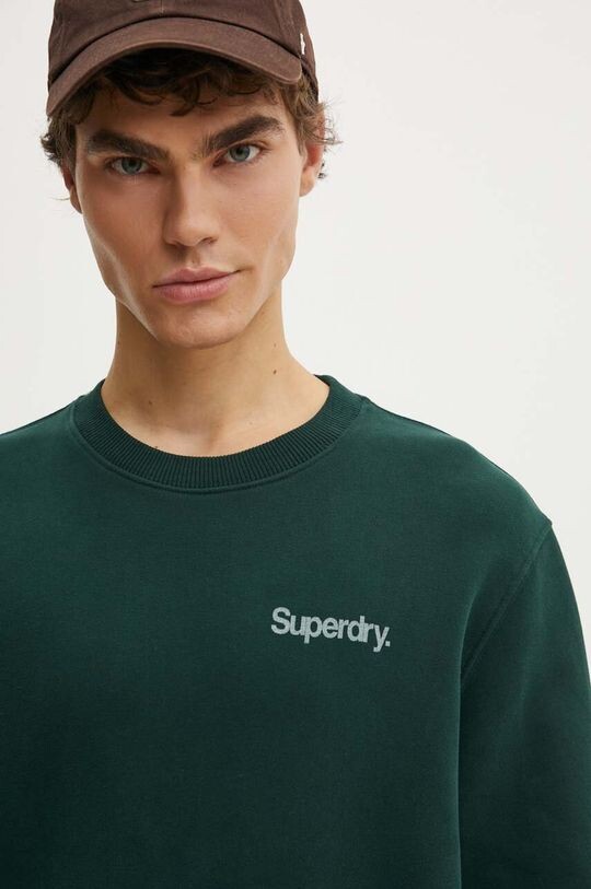 Хлопковая толстовка Superdry, зеленый — фото 4