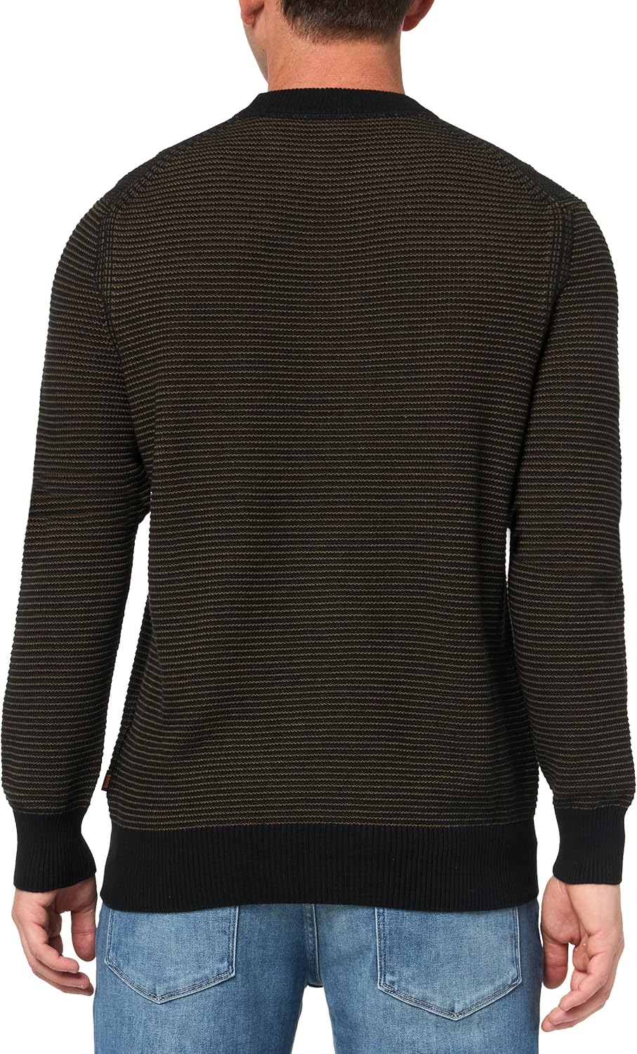 BOSS мужской двухцветный свитер из смесового хлопка, Black Olive — фото 2