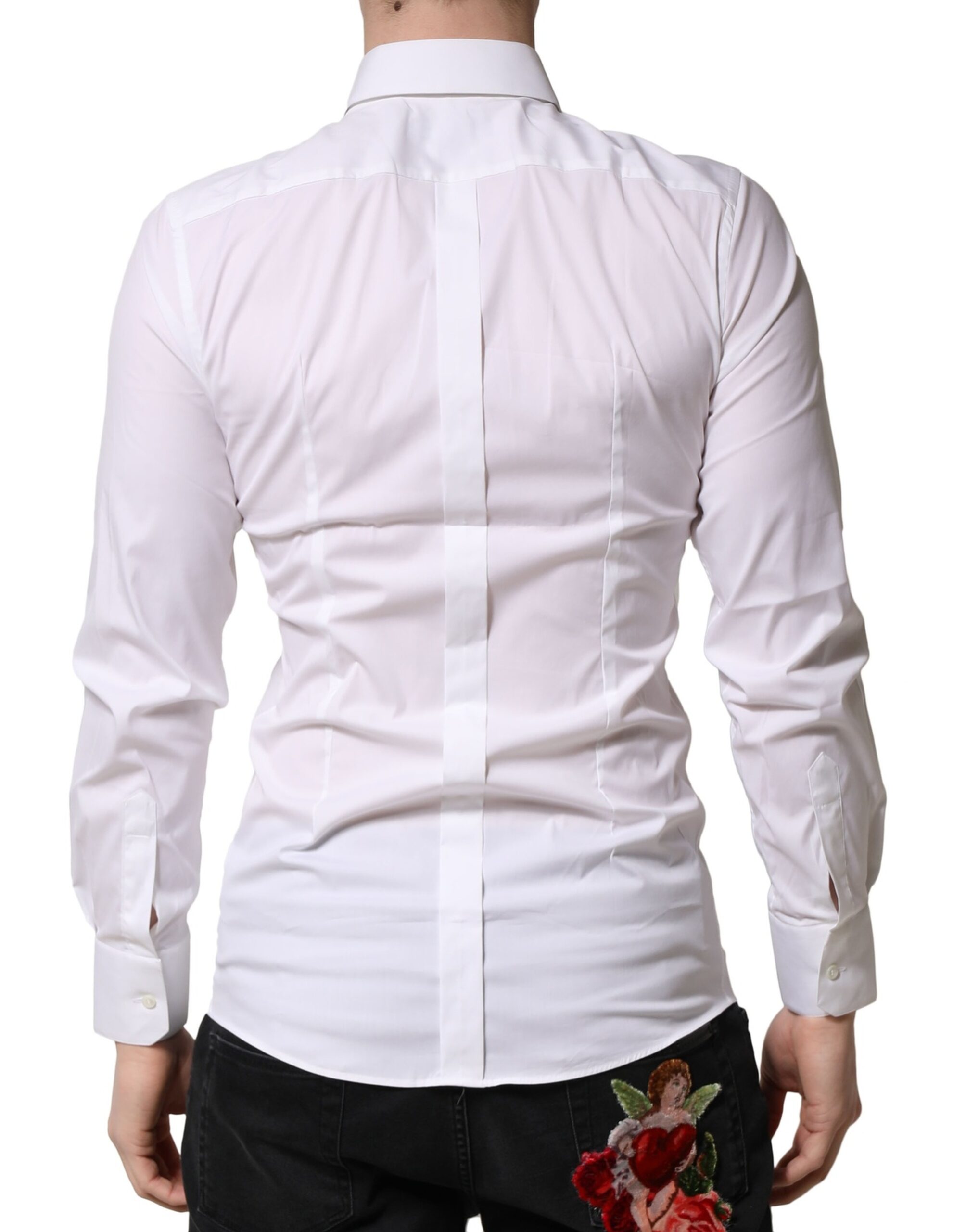Белая хлопковая мужская рубашка для торжественных случаев Dolce & Gabbana, White — фото 3