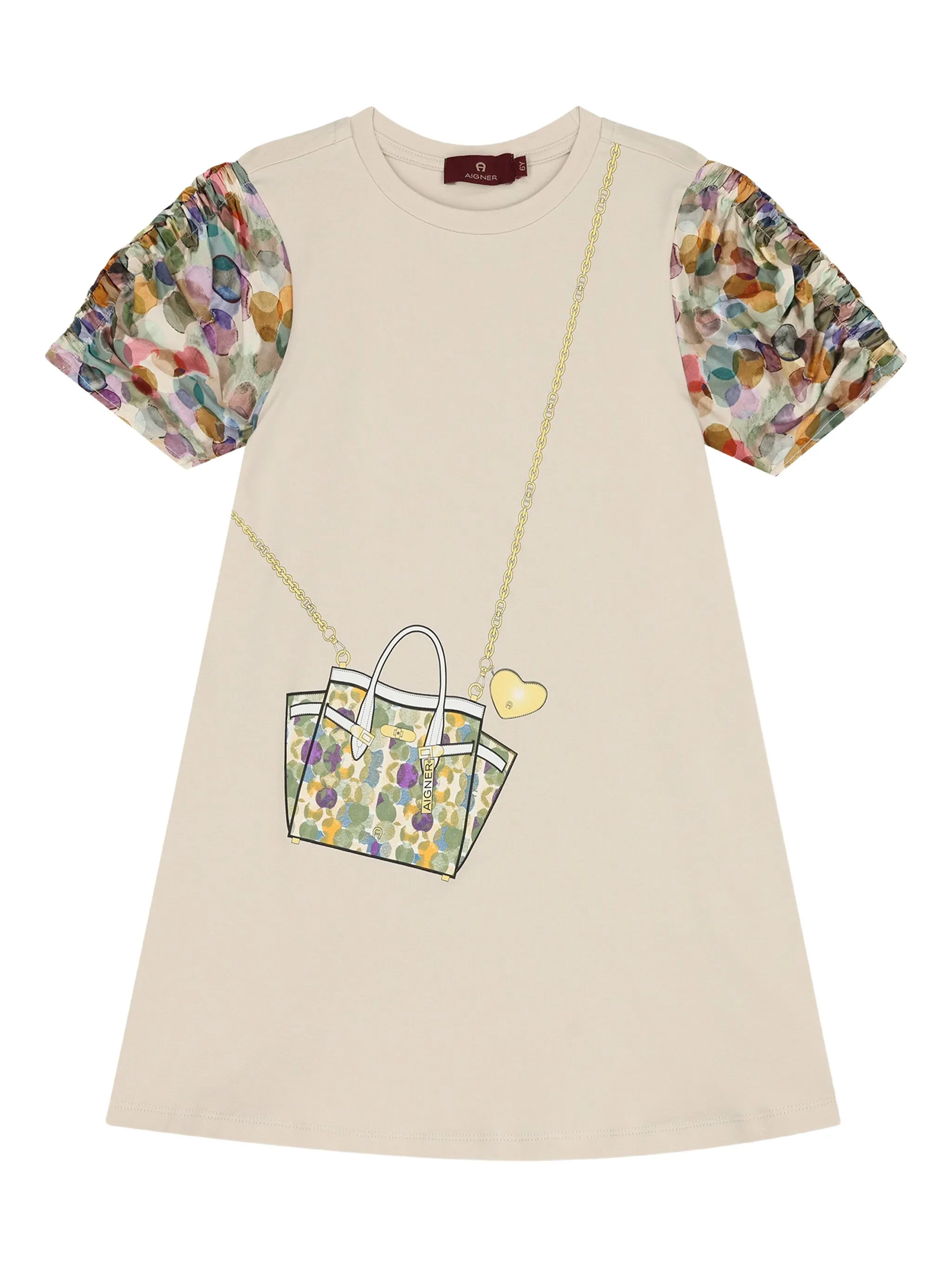 

Платье с короткими рукавами и принтом Aigner Kids, бежевый