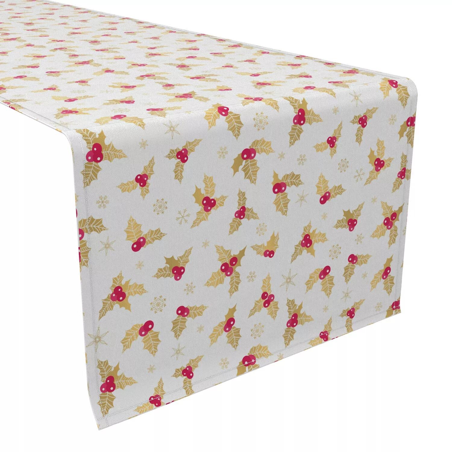

Настольная дорожка, 100 % хлопок, 16x72 дюйма, листья Golden Holly Berry.