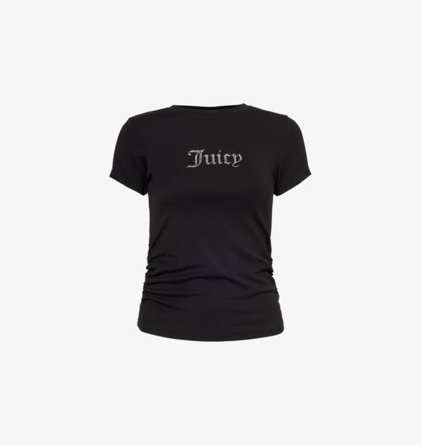 

Футболка из эластичной ткани с короткими рукавами и сборками Juicy Couture, черный