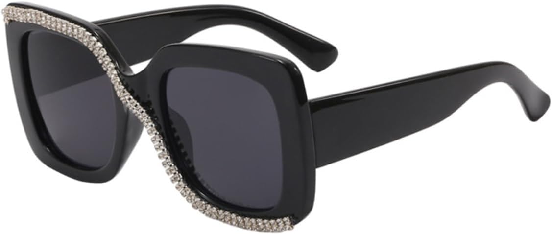 

Солнцезащитные очки в стиле ретро для женщин, квадратная оправа, увеличенный размер, подходят для круглого лица, обеспечивают защиту от солнца Anneome, Black sunglasses women -Size:15