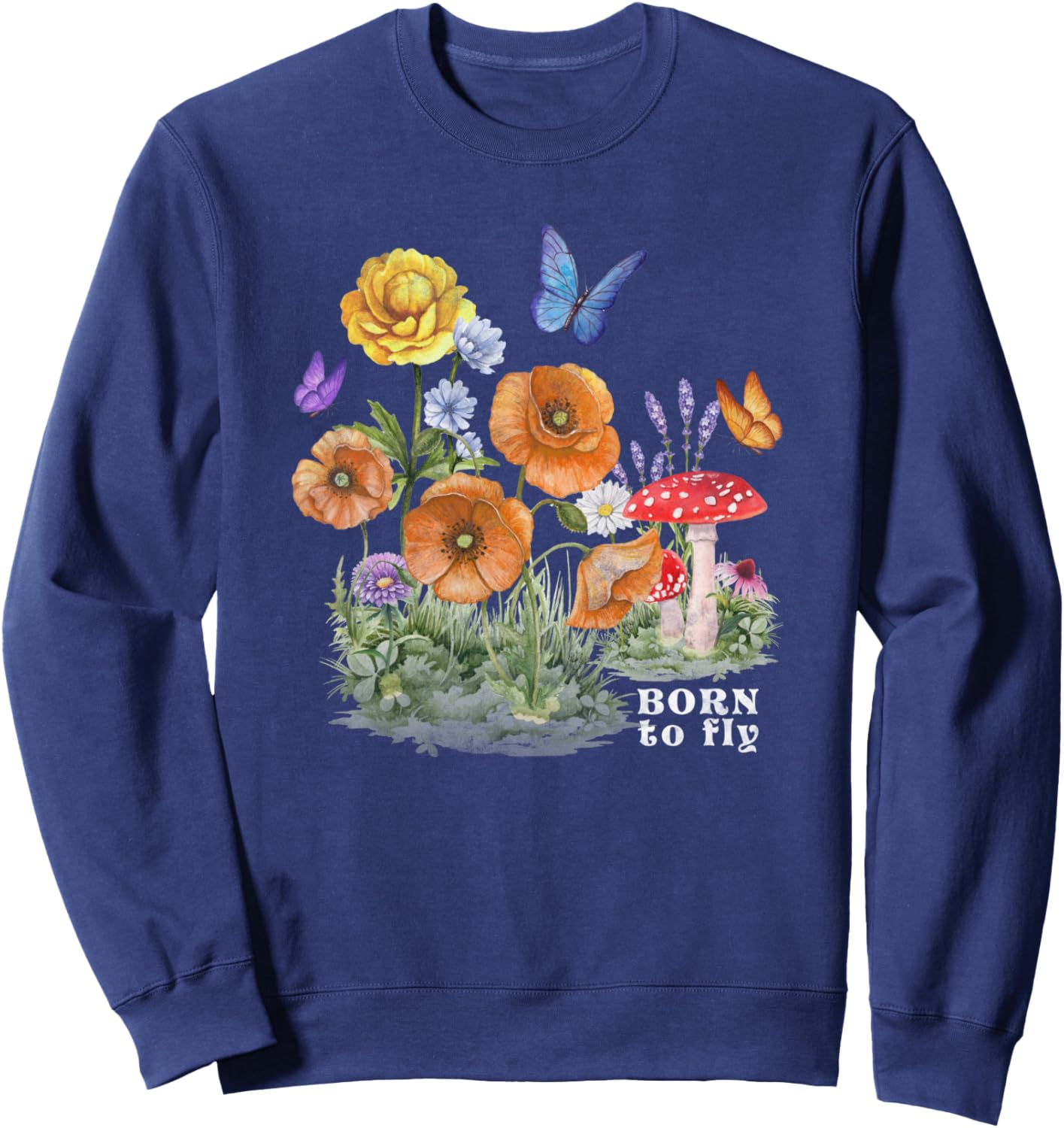 

Толстовка «Рожденные летать: цветы и бабочки» Trendy Apparel, темно-синий