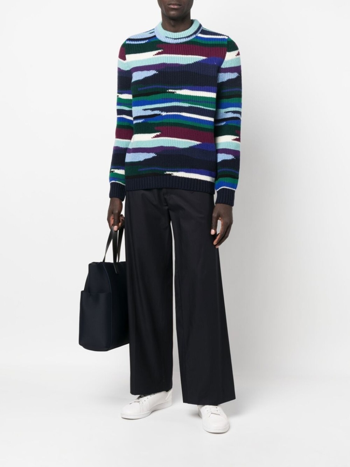 

Missoni джемпер в рубчик с абстрактным узором, синий