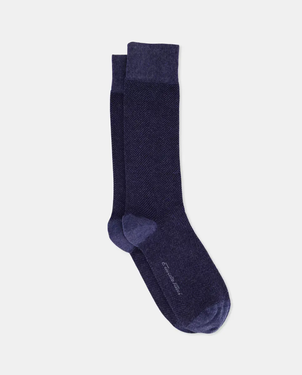 

Мужские короткие носки с узором "елочка" Emidio Tucci, темно-синий