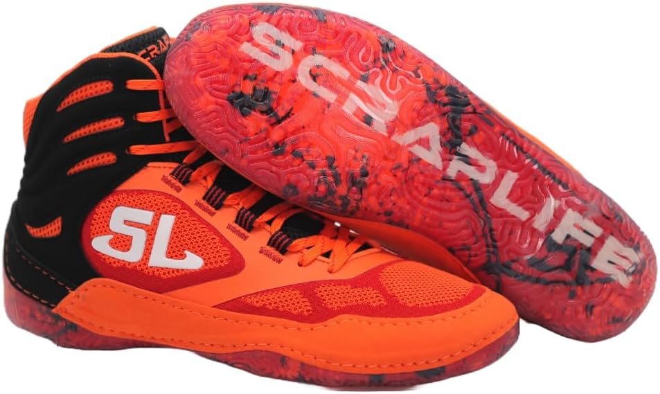 

Мужские борцовские кроссовки ScrapLife для выносливости, Спортивная обувь для взрослых, подростков, мальчиков и девочек, бокса, ММА, борьбы, бразильского джиу-джитсу, NFHS, университетской команды, черный/оранжевый