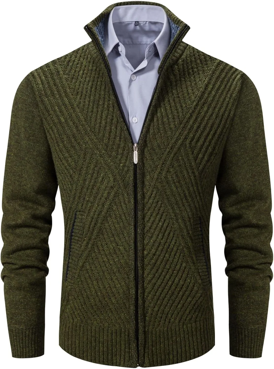 

Мужской кардиган VtuAOL с воротником стойкой и карманами