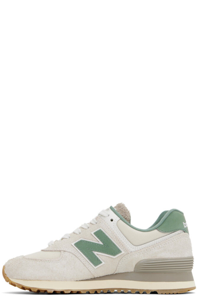 Бежевые и зеленые кроссовки 574 New Balance — фото 3