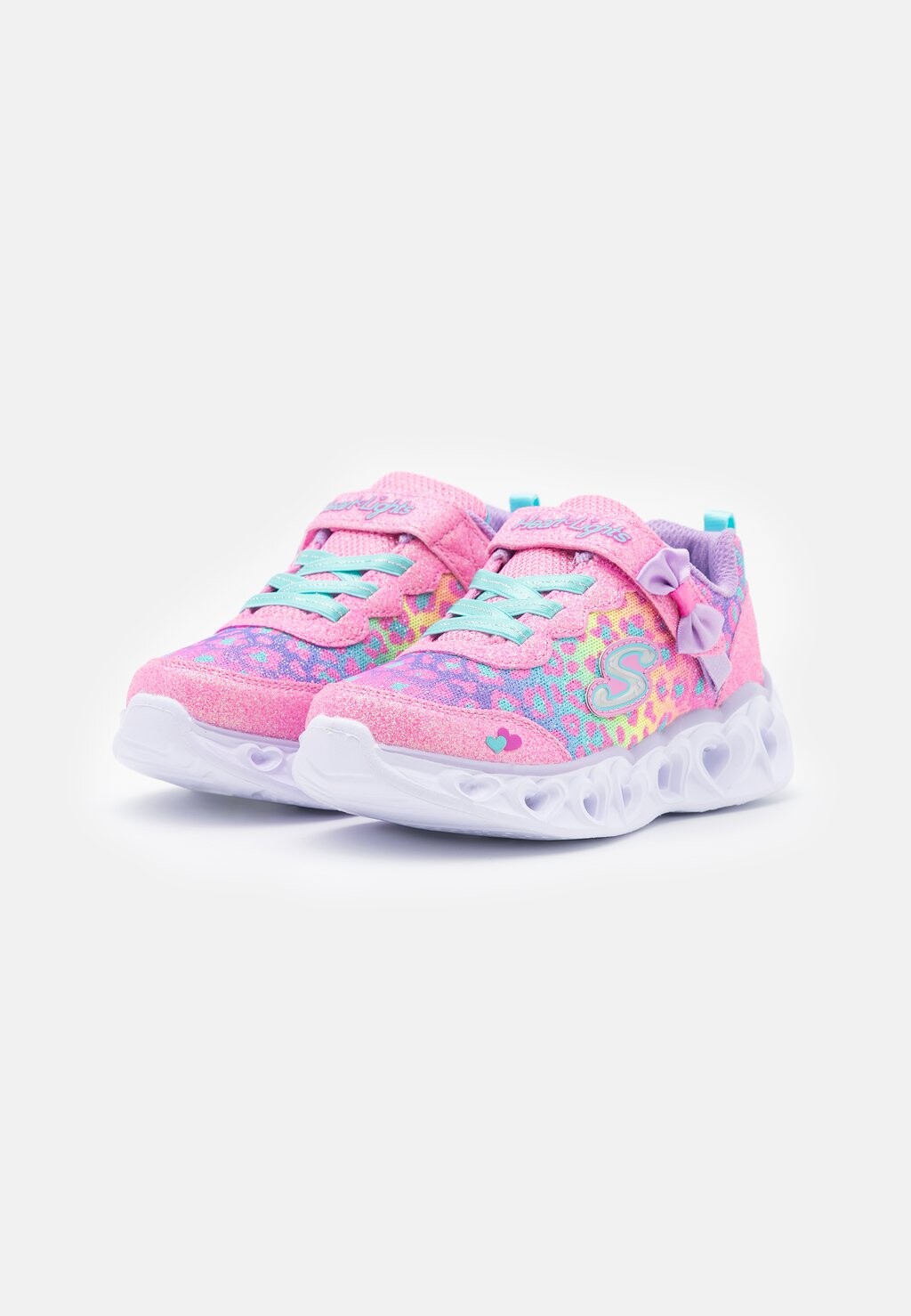 Низкие кроссовки Heart Lights Skechers, цвет hot pink /lavender/aqua — фото 2