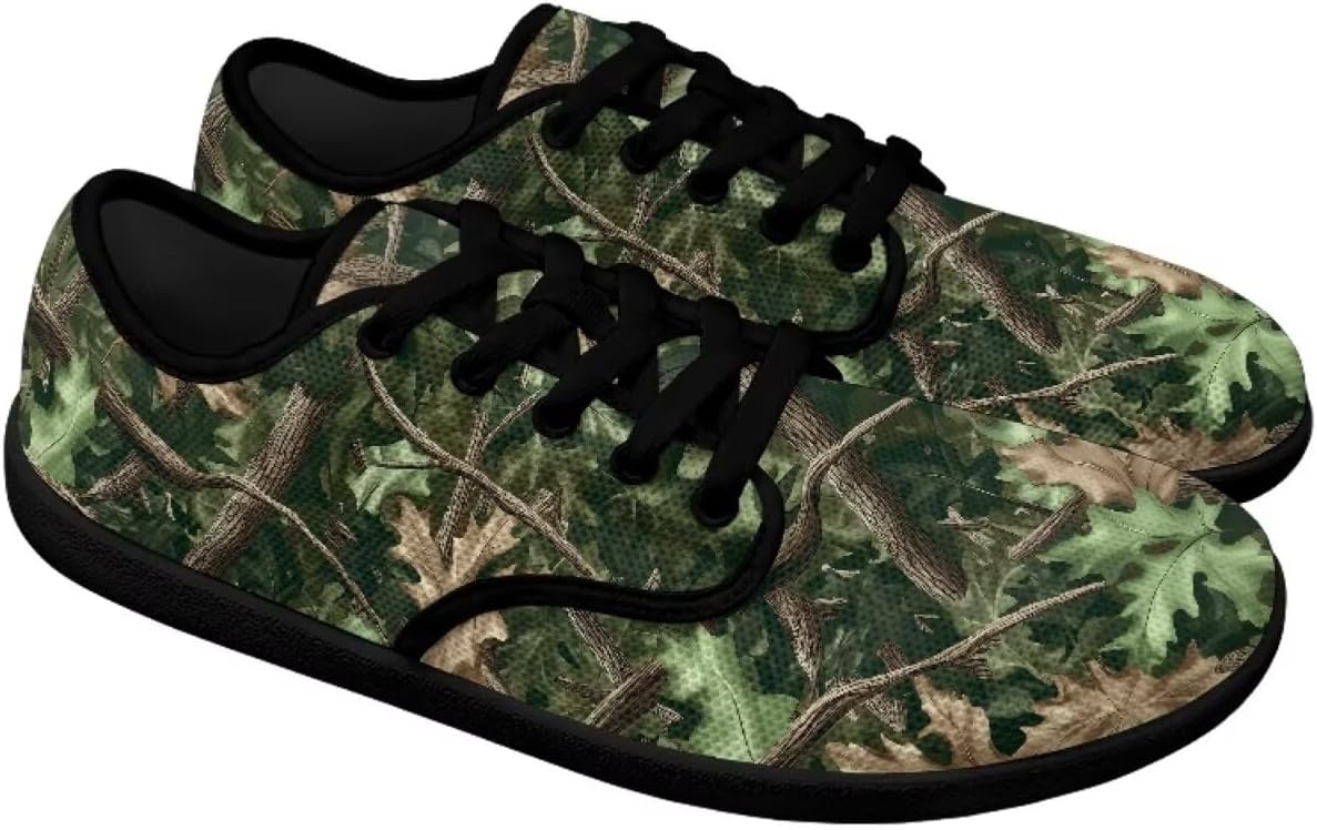 

Мужские кроссовки для ходьбы с широкой пяткой и пальцами, нулевая разница в подошве, минималистичные повседневные, дышащие сетчатые, без шнурков Pointodoor, Camo Hunting Print