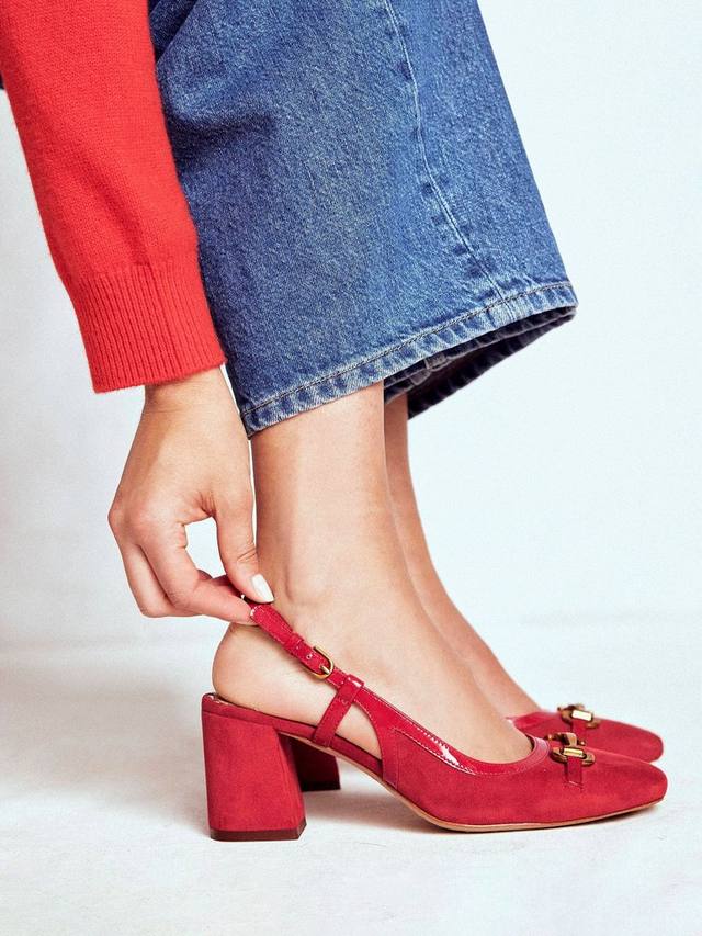 Туфли-лодочки Iris Suede с цепочкой и ремешком на щиколотке Boden, Post Box Red — фото 2