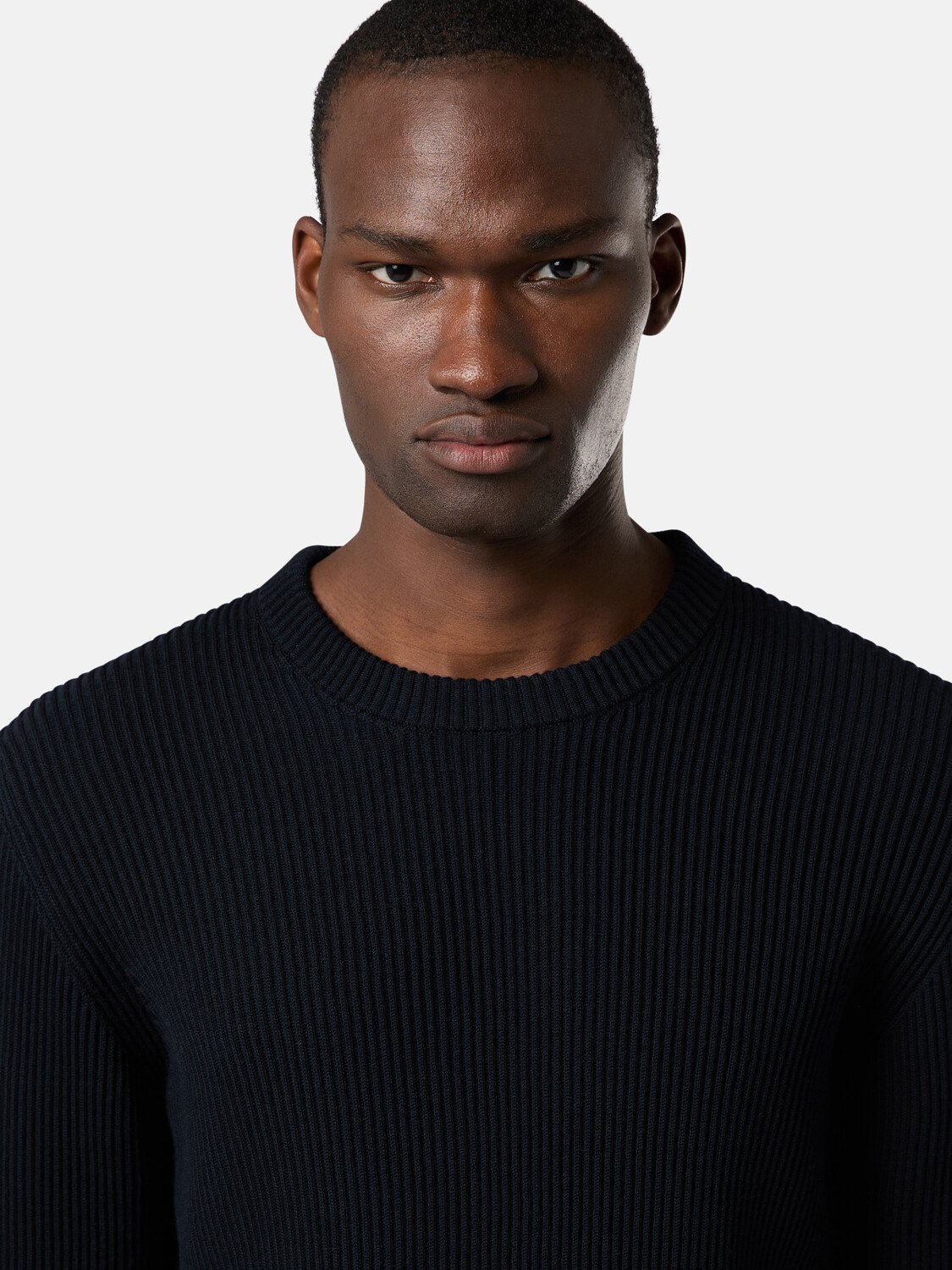 Свитер с круглым вырезом и ребристой отделкой Stone Island 5100053 FULL RIB RWS WOOL, Navy Blue — фото 4