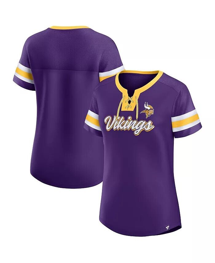 

Женская фиолетовая футболка Minnesota Vikings Original State на шнуровке Fanatics