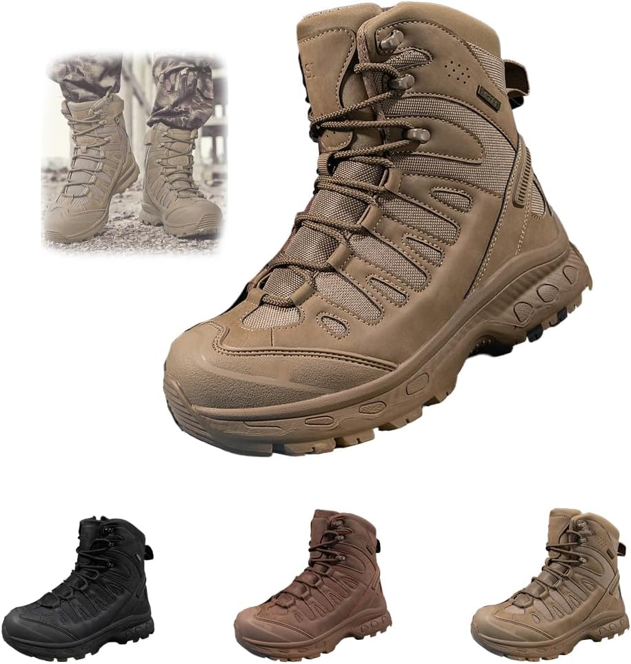 

Мужские водонепроницаемые ботинки, легкие, с нескользящей подошвой, для активного отдыха и походов, повседневные, дышащие, высокие тактические военные ботинки, ортопедическая обувь для ходьбы Generic, Carbon-f 11.5-12