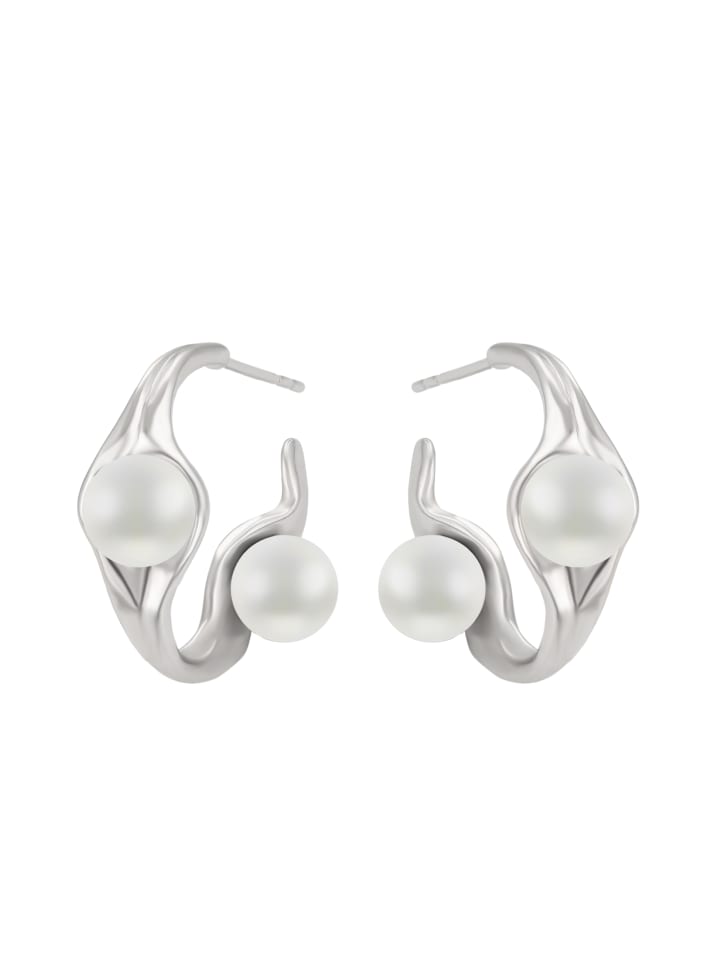 

Faina Женские серьги-кольца серебристо-белого цвета