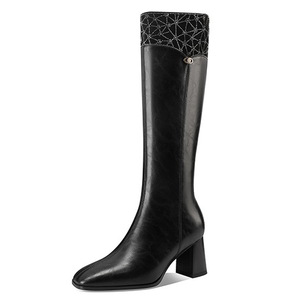Сапоги женские 6,5 см Devanro, Black Fleece-Lined