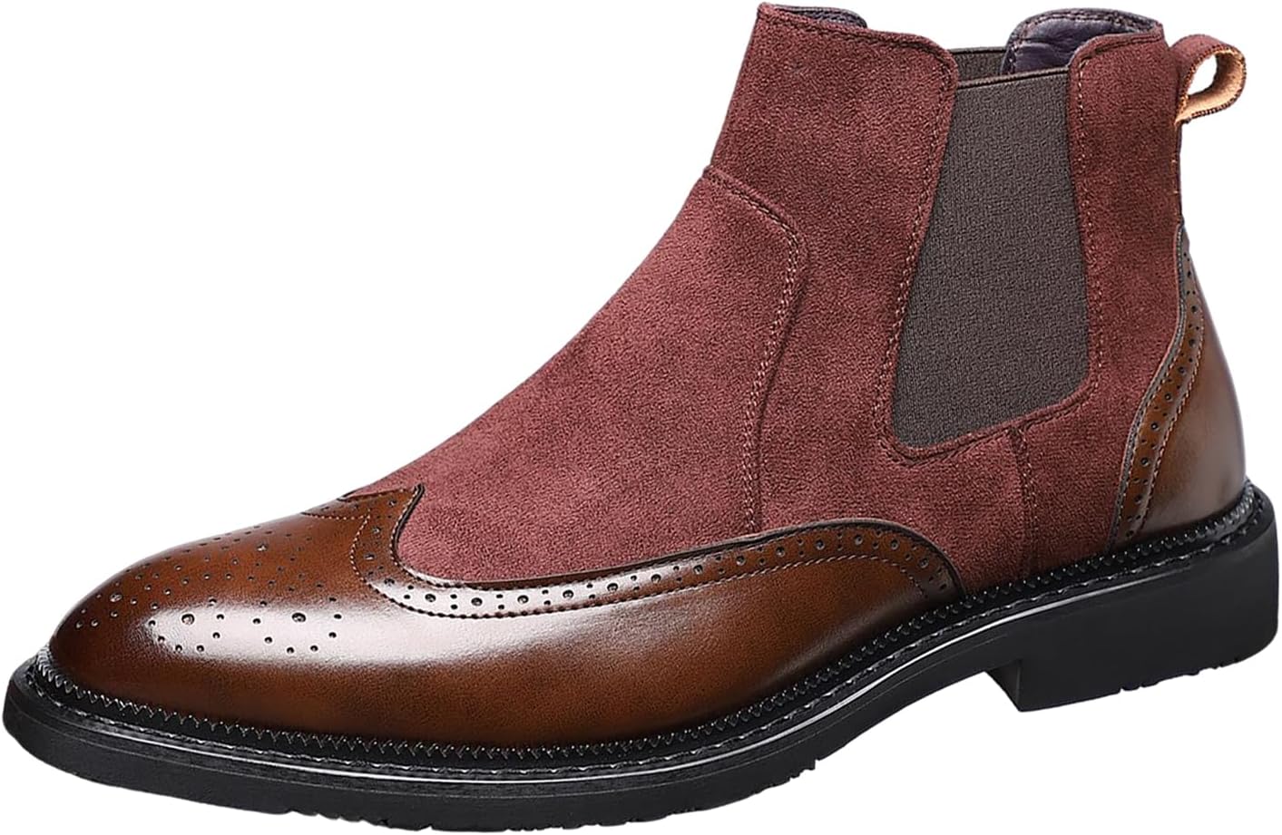 

Мужские ботинки Chelsea NXNBHSL с панельной отделкой из кожи и замши, с крыловидным узором Brogue, ретро с заостренным носком, с противоскользящим массивным каблуком, классические ботинки до щиколотки для работы, офиса, вечеринки и выпускного, к...