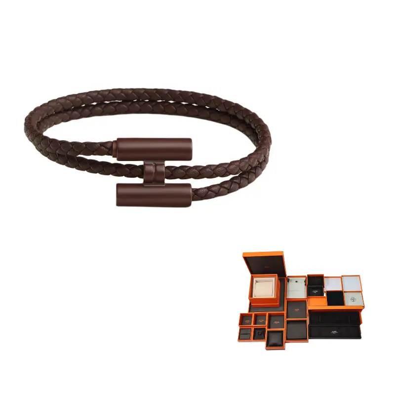 HERMES Браслет из телячьей кожи мужской brown