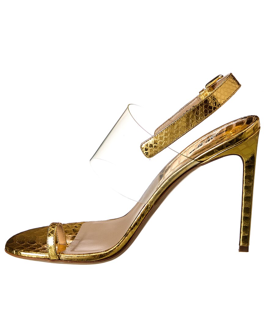 Michael Kors Collection Catherine Python-Embossed Leather & Vinyl Sandal, золотой — фото 2
