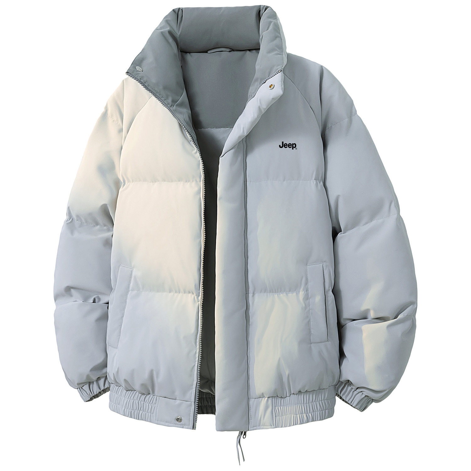 

Пуховик Unisex Stand Collar Thickened Patchwork Jeep, светло-серый