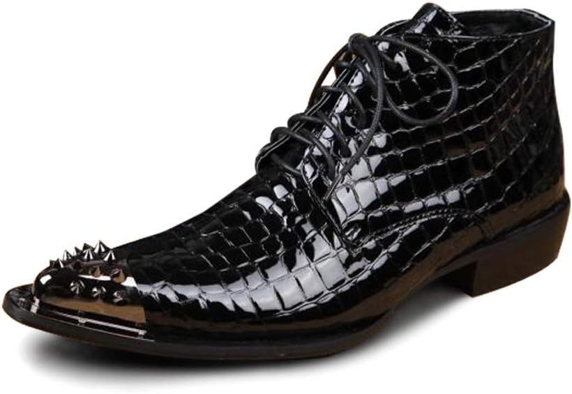 

Мужские ботильоны Rui Landed на щиколотку, высокие ботинки со шнуровкой, из премиальной натуральной кожи, лакированная кожа с текстурой под крокодила, средний каблук (опционально с защитным носком) (Цвет: черный, Размер: 5 M US)