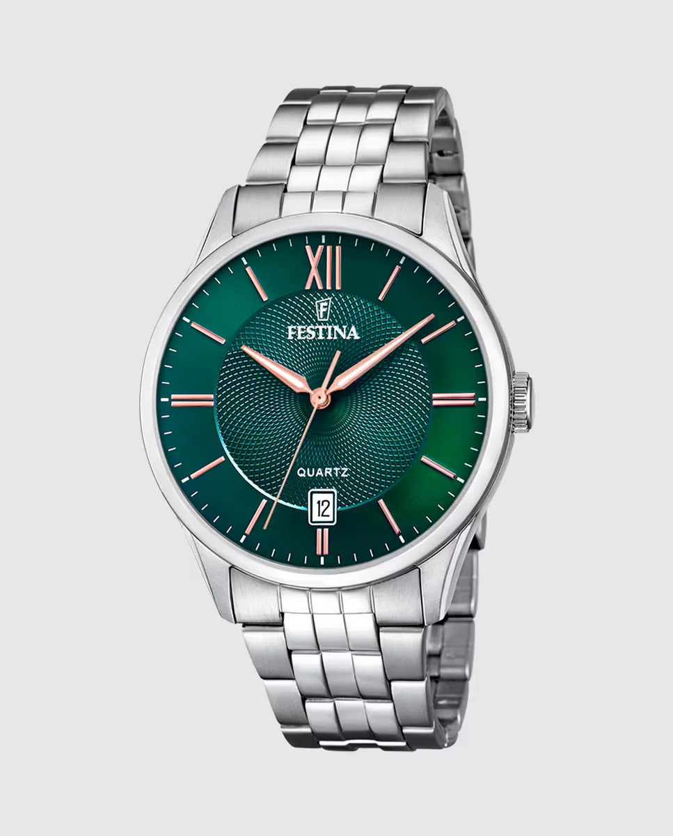 

Мужские часы F20425/7 Acero Classico из серебристой стали Festina, серебряный
