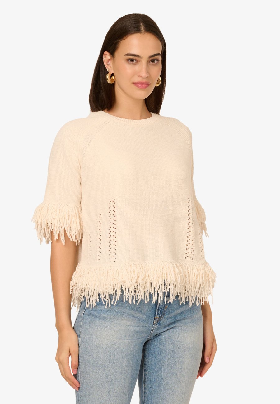 

Джемпер Adrianna Papell CREW NECK ELBOW SLEEVE FRINGE EDGE , Cream/Beige