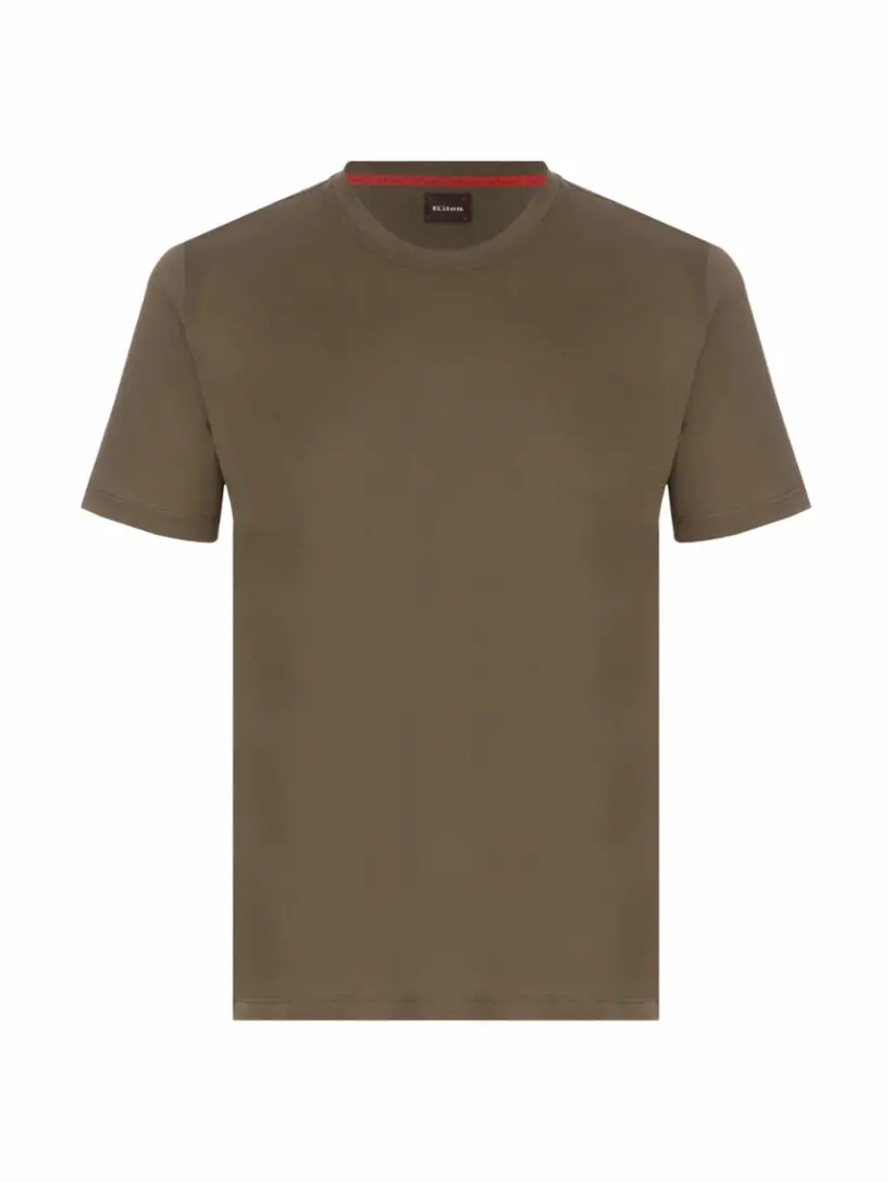 

Хлопковая футболка с логотипом Kiton, хаки
