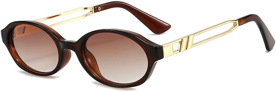 

Женские солнцезащитные очки маленького овального размера UV400, мужские очки в стиле панк, цвет чайный зеленый, для бега на открытом воздухе, занятий спортом и путешествий UYPTK, Brown Tea Gradient