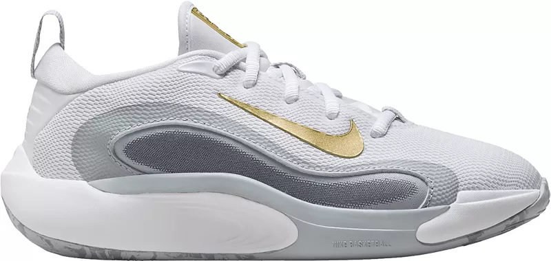 

Детские баскетбольные кроссовки Nike IsoFly для начальной школы, белый/золотой