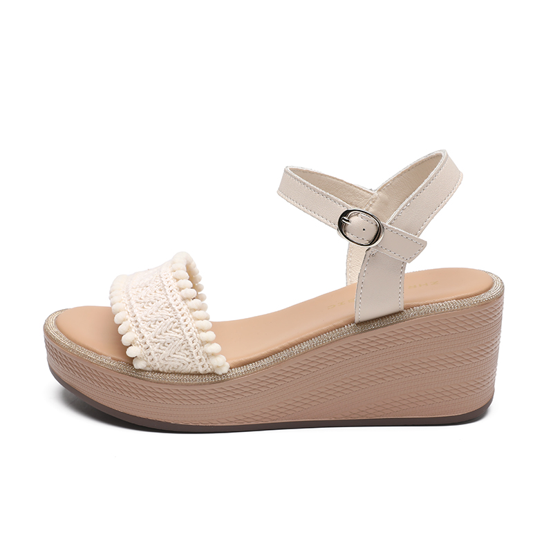 ZHR Женские сандалии на одной застежке бежевые, цвет Beige