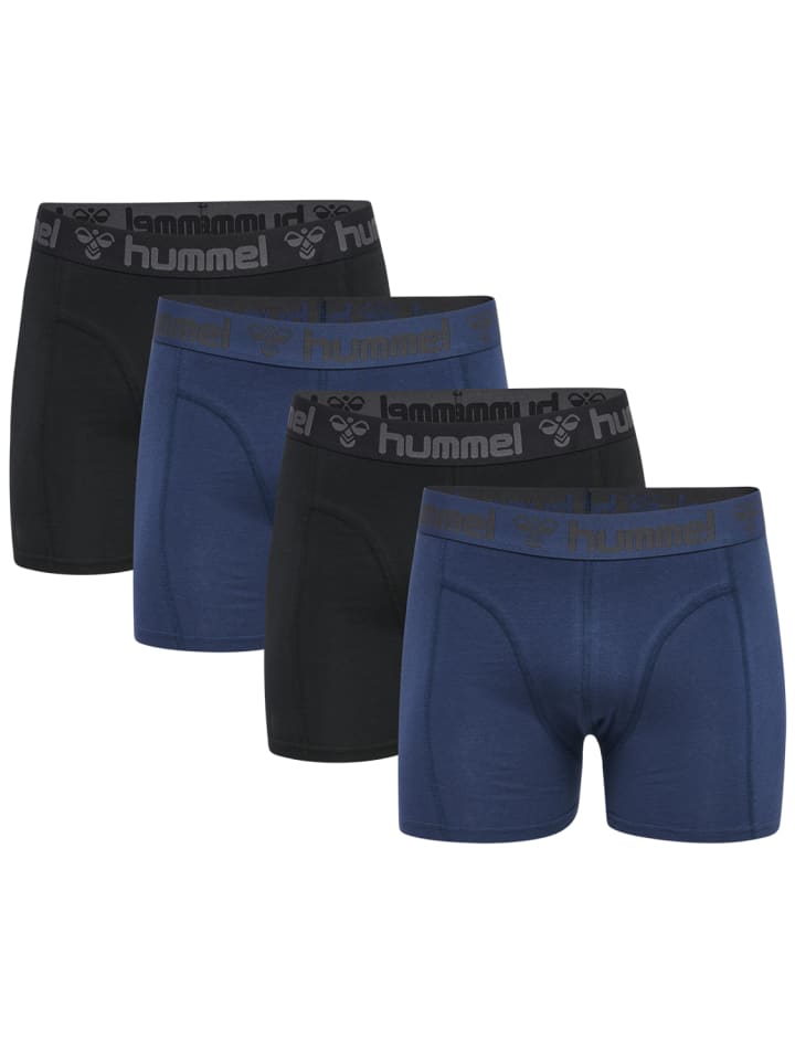 

Трусы боксеры Hummel Boxershorts 4er-Pack elastischer Bund Jersey-Stoff, цвет Blau-Schwarz