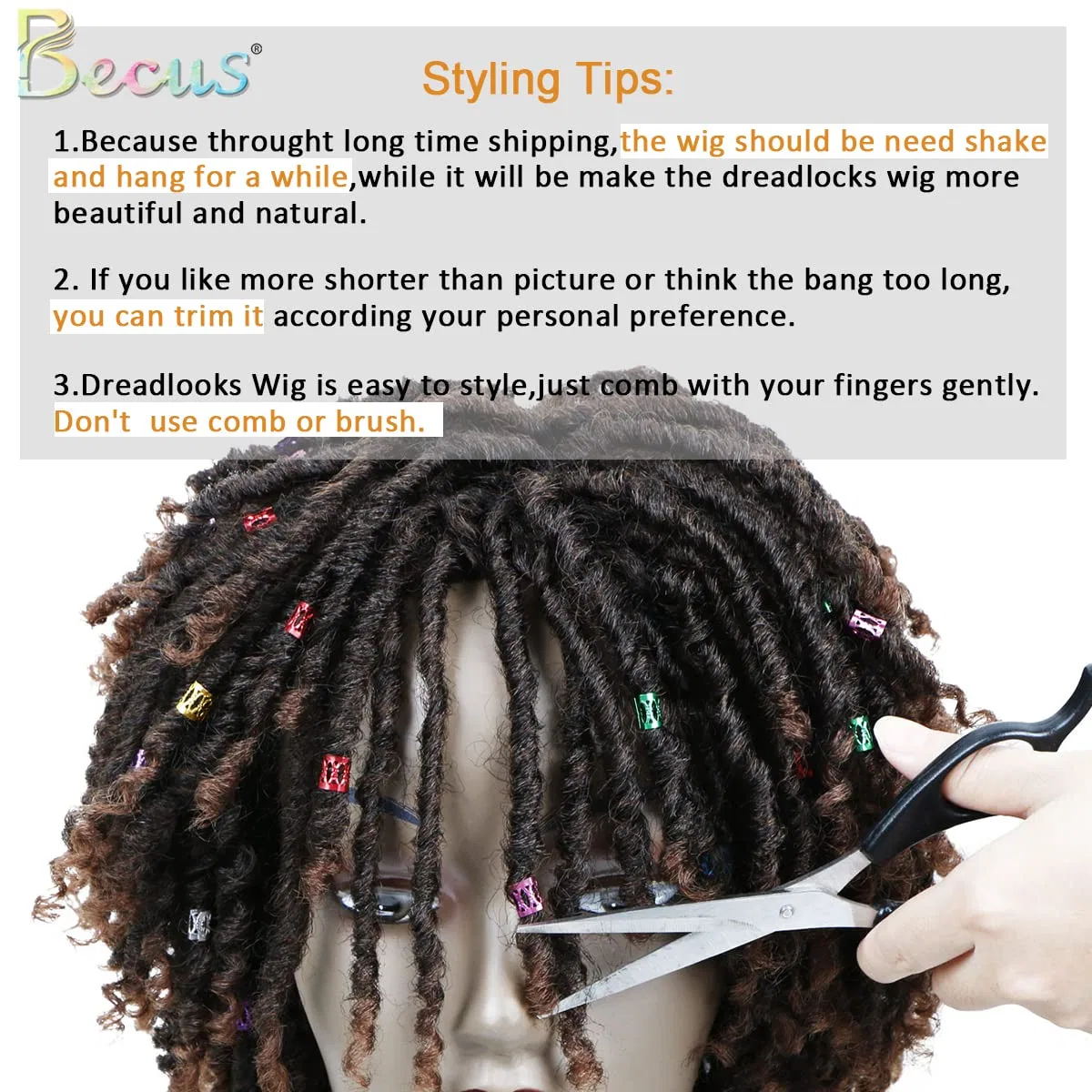 Женский парик Becus Afro Dreadlocks, смешанный черно-коричневый, 31.75 см Becus, Black Mix Brown (Braided) — фото 4