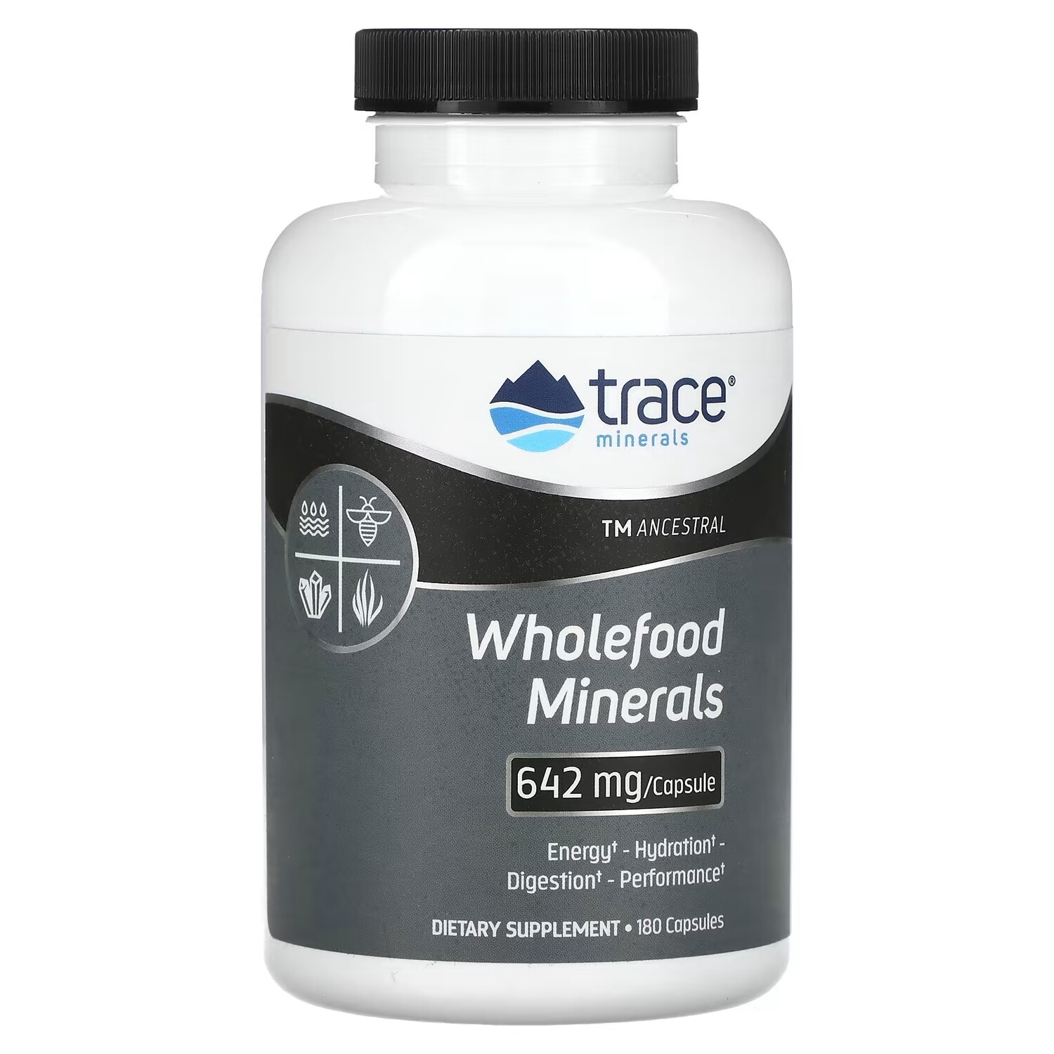 

Добавка Trace Minerals TM Ancestral Wholefood Minerals 642 мг, 180 капсул