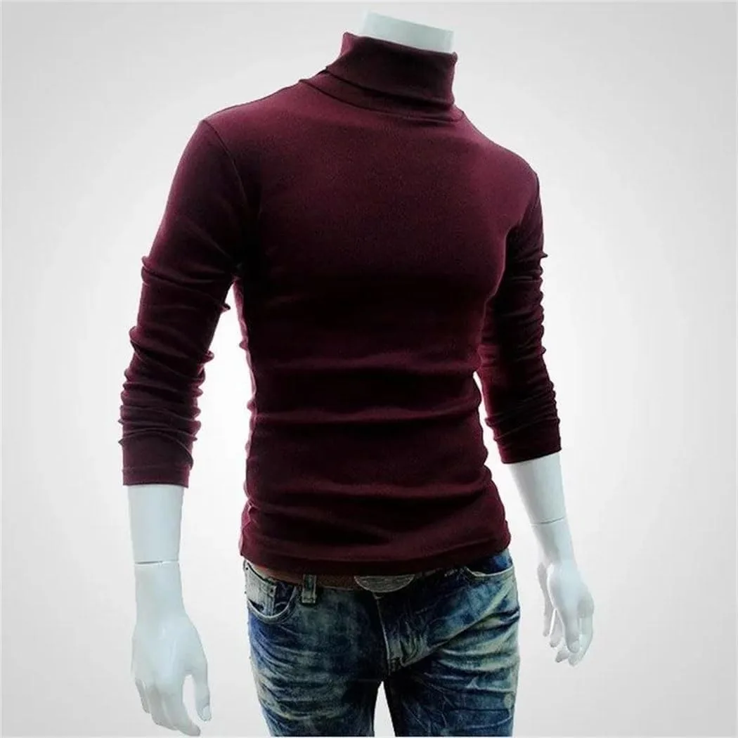 Мужской весенний тонкий водолазный свитер черный cotton harajuku knitted solid pull homme top — фото 2