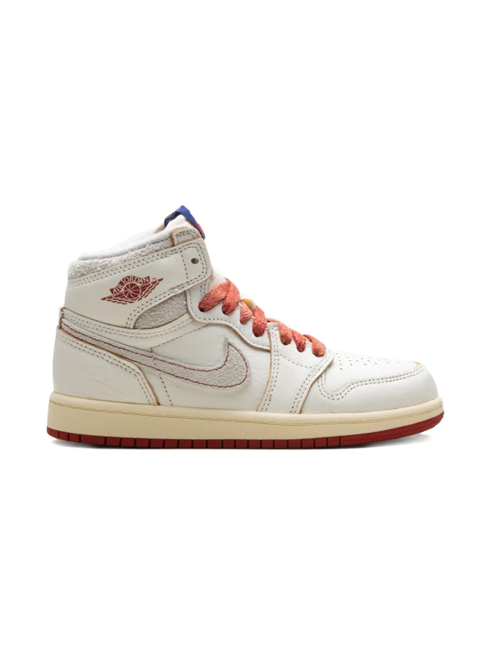 Кроссовки Air Jordan 1 High Rare Air - Sail/Cinnabar/Light Bone Jordan Kids, белый — фото 2