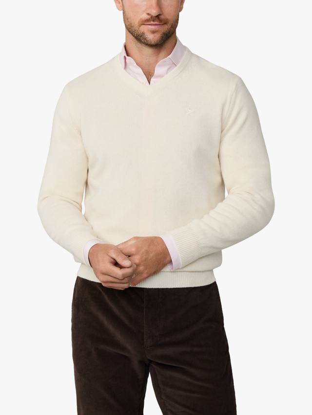 

Пуловер из чистой шерсти с V-образным вырезом Hackett London, Off White