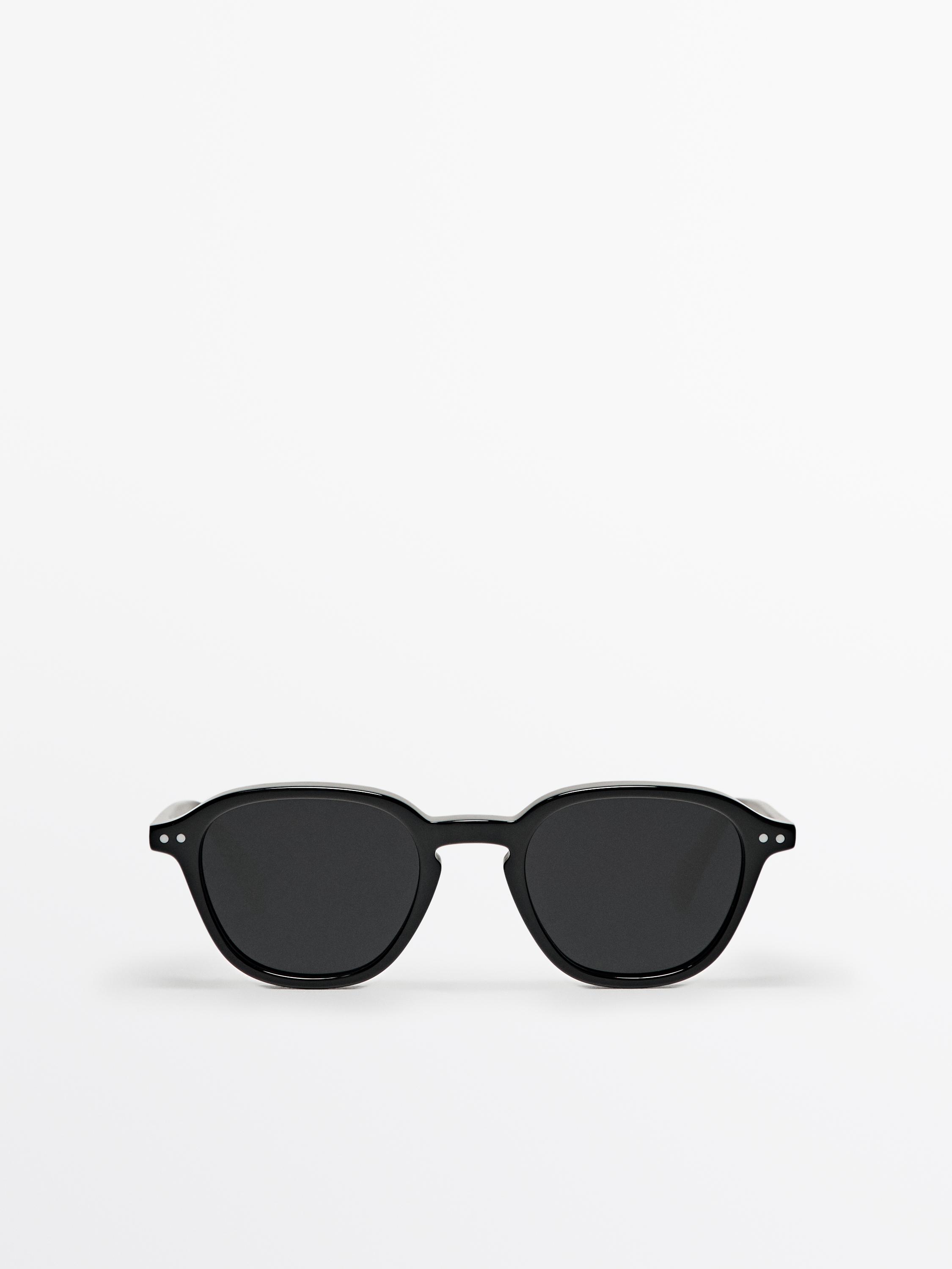 

Круглые солнцезащитные очки из смолы Massimo Dutti, черный