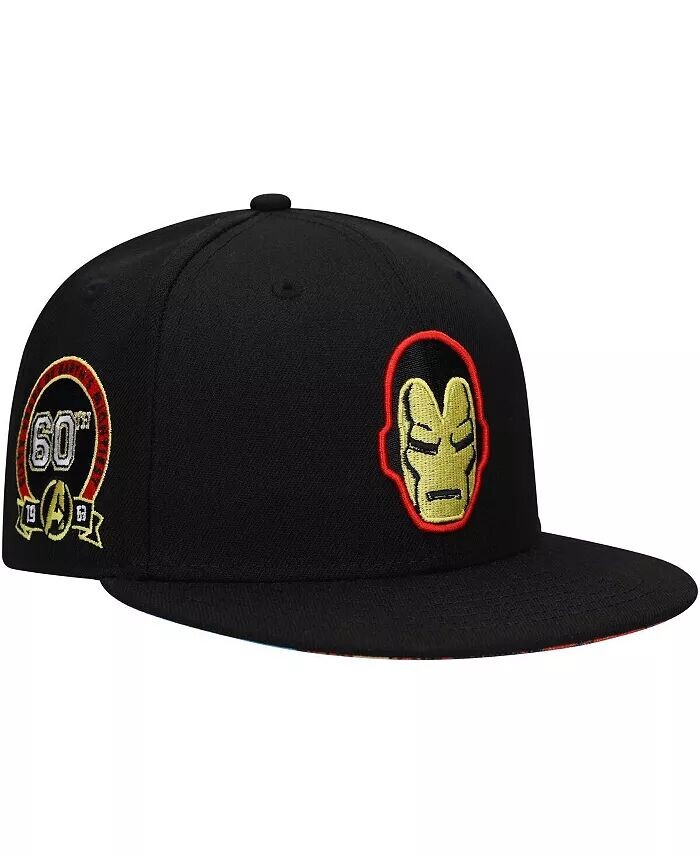 

Мужская черная кепка Snapback к 60-летнему юбилею Marvel Iron Man Marvel Lids, черный