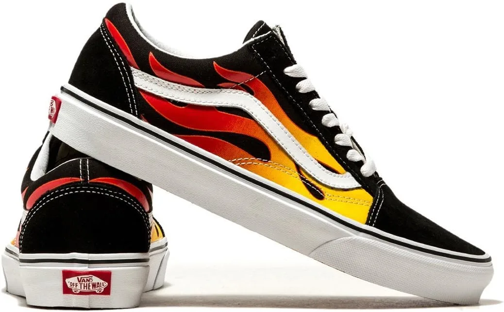 Мужские кроссовки Vans Old Skool Classic из замши и парусины - разноцветные Noir Blanc Flame Og Black True White, размер: 41 EU