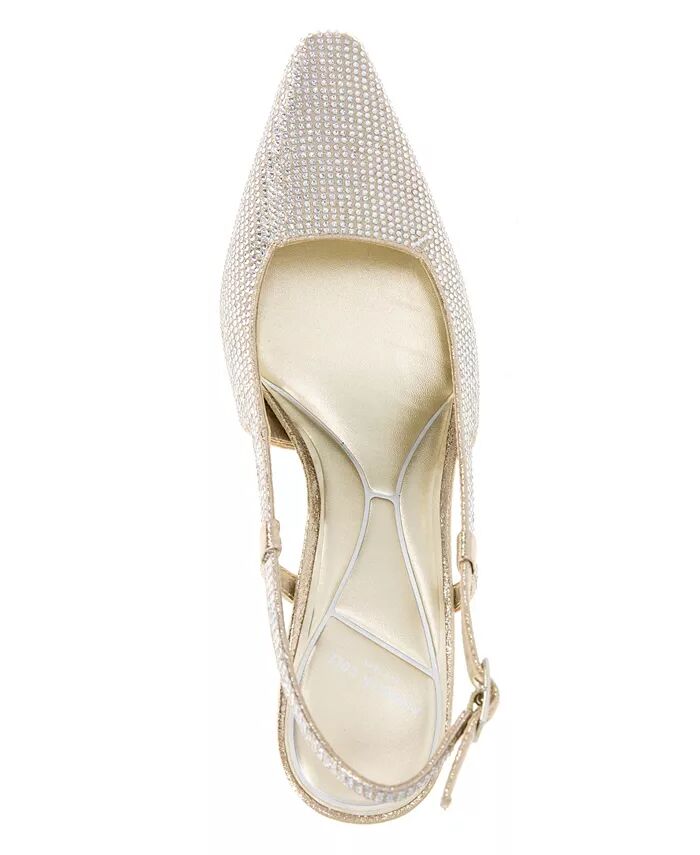Женские туфли-лодочки Martha Crystals на каблуке-рюмочке с ремешком на пятке Kenneth Cole New York, золотой — фото 4