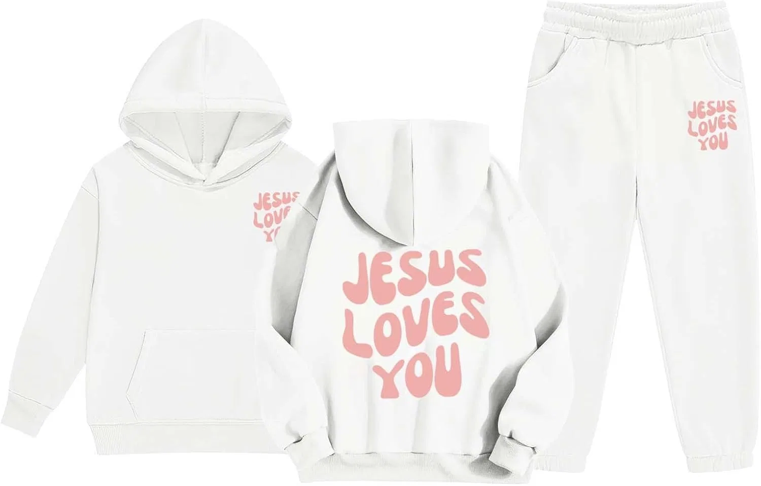 Детский спортивный костюм с принтом Trust in The Lord Jesus, 2 предмета, Z02 White — фото 2