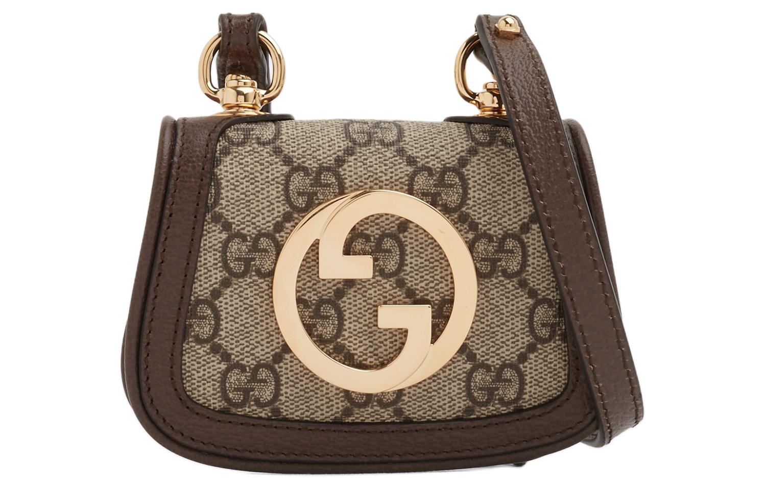 

Блонди холщовый седельный кошелек, плечевая сумка, кроссбоди экстра мини женский Ebony GUCCI, gift set(basic set+box+shopping bag)