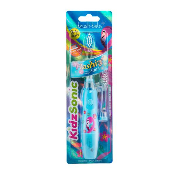 

Звуковая зубная щетка для детей от 3 лет фламинго, 1 шт. Brush-Baby Kidzsonic