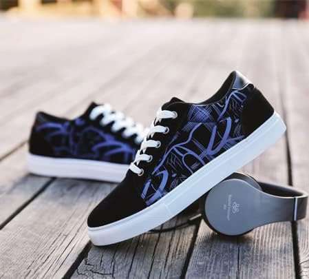 Кроссовки tazimall Men's Casual Canvas Shoes Low Cut Student Shoes, синий — фото 3