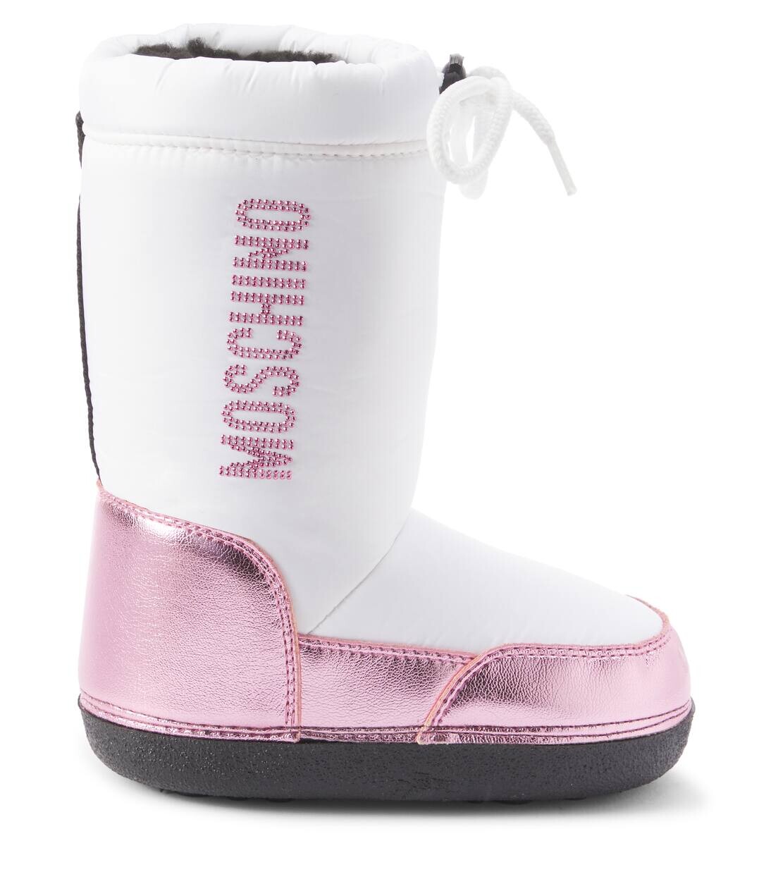 Зимние ботинки из искусственной кожи с логотипом Moschino Kids, цвет white pink — фото 3