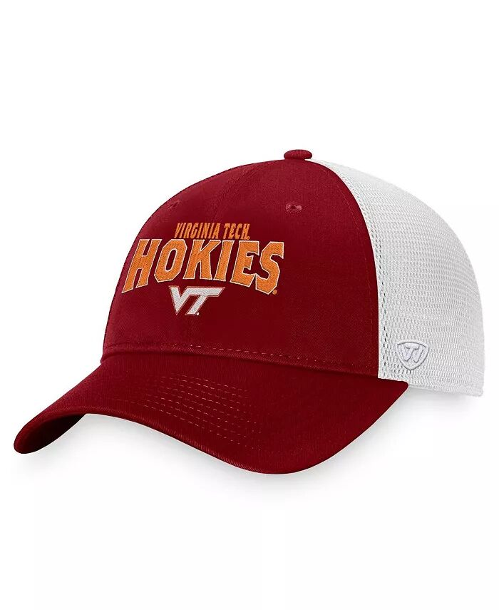 

Мужская кепка-кнопка Trucker Snapback темно-бордового и белого цвета Virginia Tech Hokies Breakout Top of the World